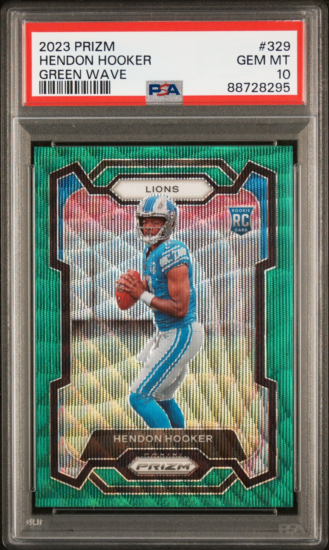 2023 Panini Prizm Hendon Hooker #329 (Green Wave) Gem Mt 10 front
