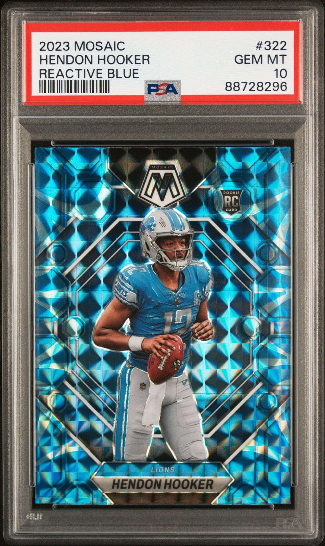 2023 Panini Mosaic Hendon Hooker #322 (Reactive Blue) Gem Mt 10 front