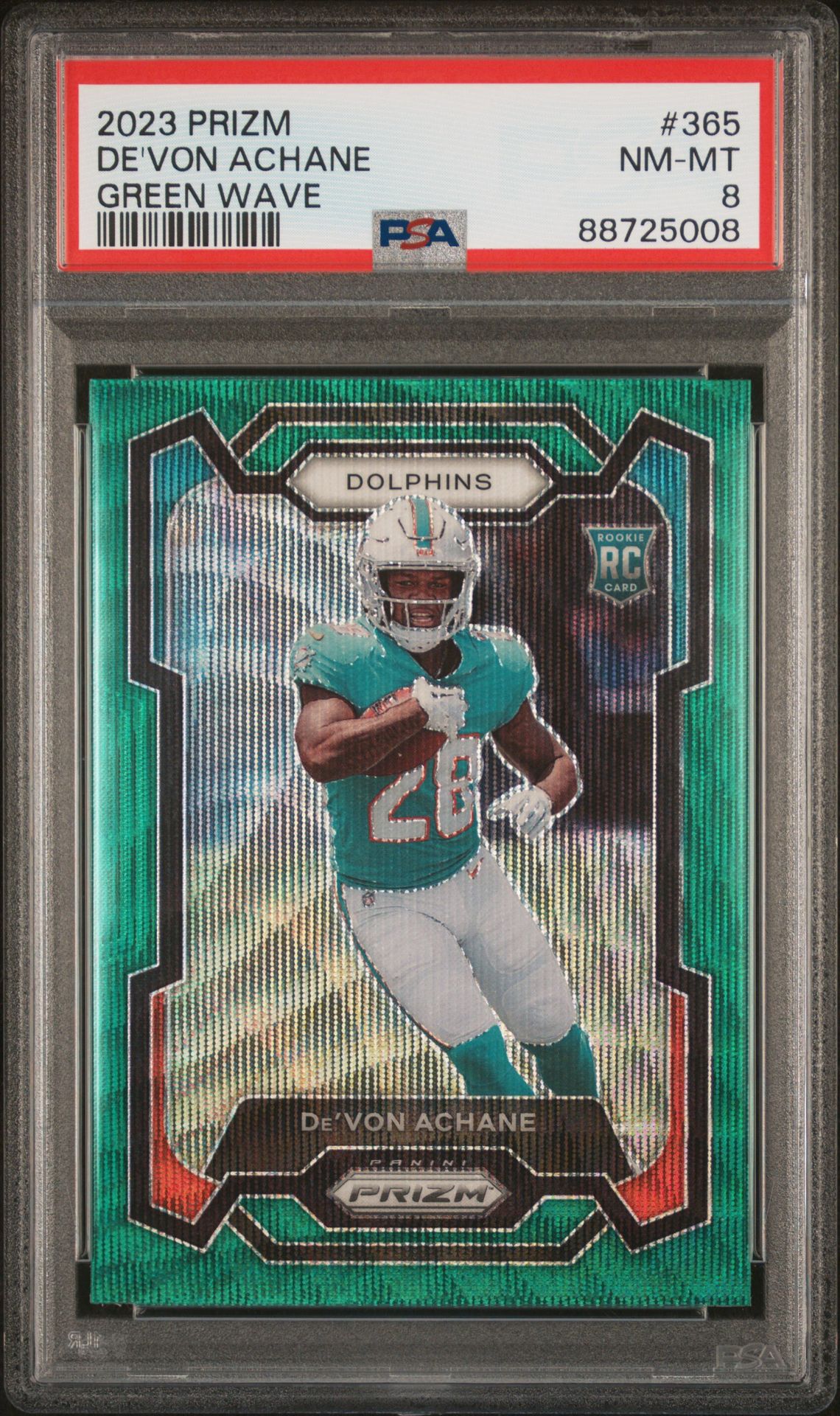 2023 Panini Prizm De'von Achane #365 (Green Wave) Nm-Mt 8 front