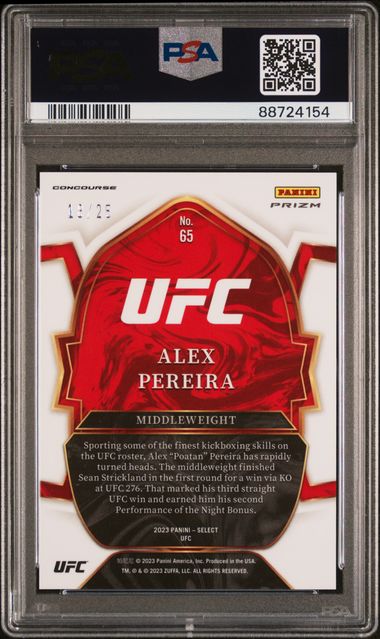 2023 Panini Select Ufc Alex Pereira #65 (Tie-Dye) Gem Mt 10 back