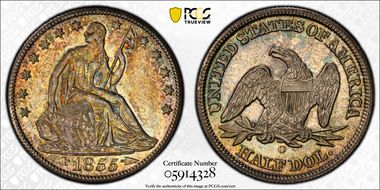 1855-O 50C Arrows MS64