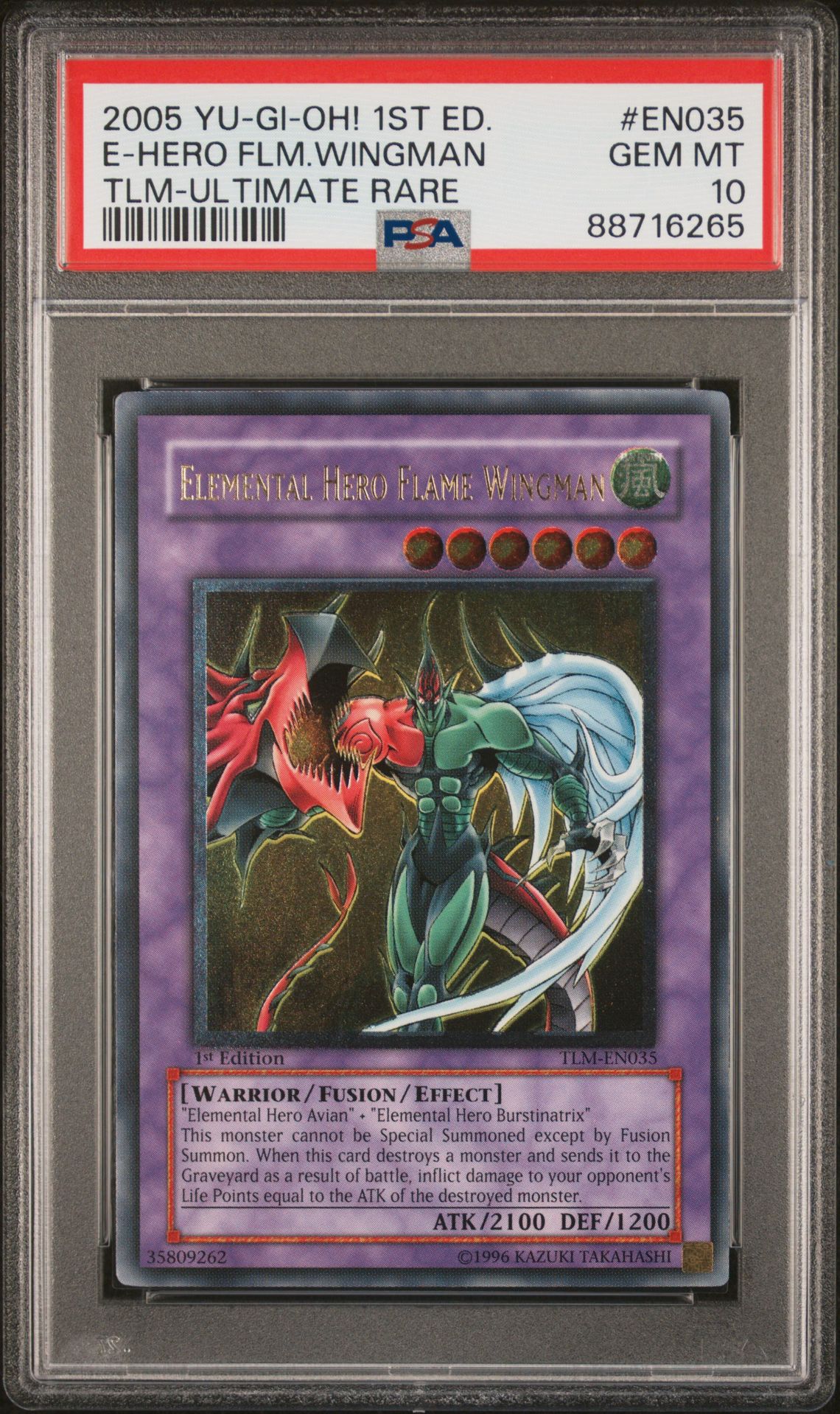 2005 Yu-Gi-Oh! YU-GI-OH! TLM-THE LOST MILLENNIUM ULTIMATE RARE #EN035 E-Hero Flm.Wingman front