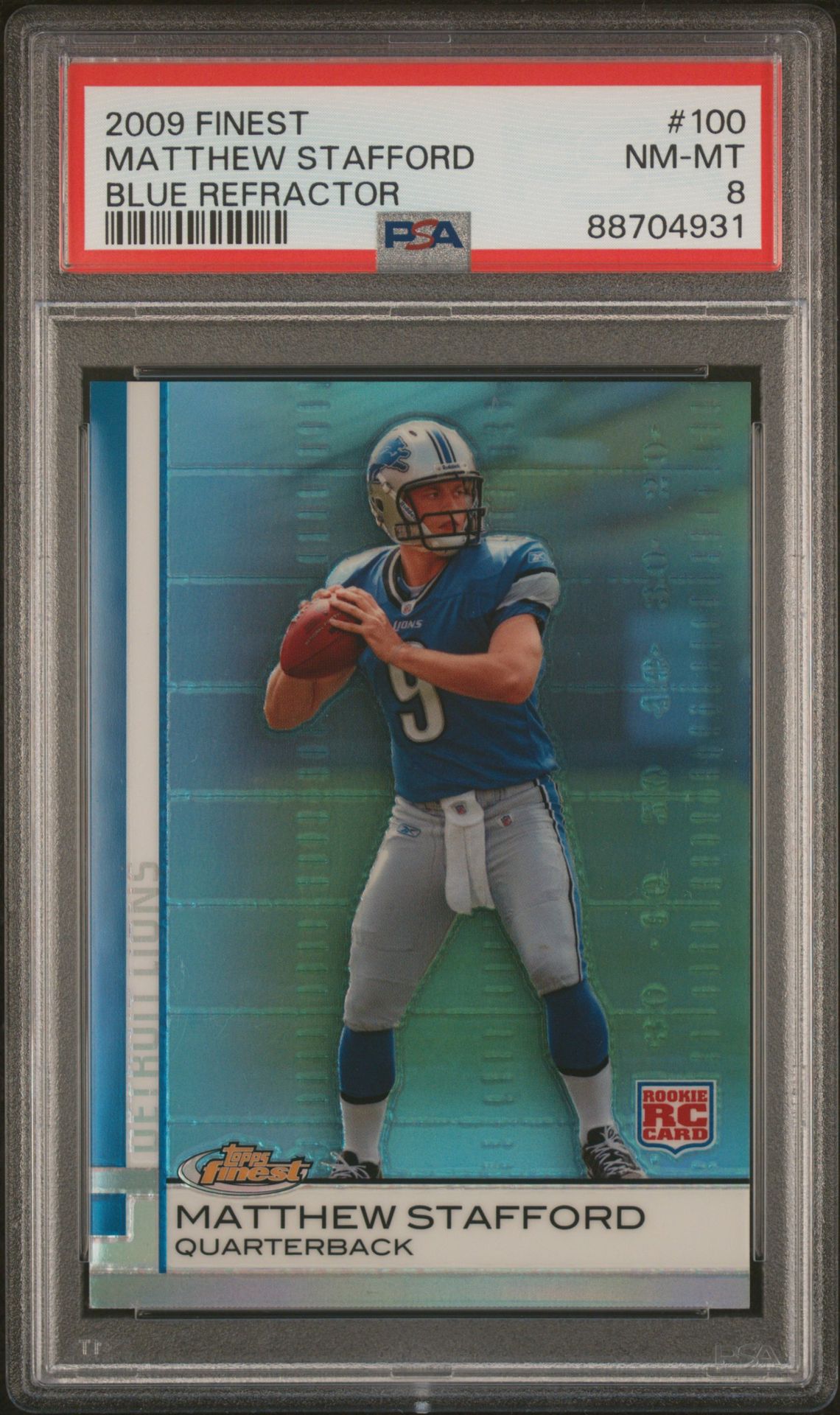 2009 Finest FINEST BLUE REFRACTOR #100 Matthew Stafford front