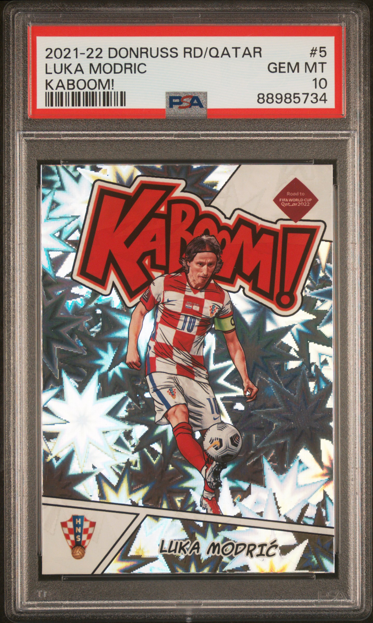 2021 Panini Donruss Road To Qatar Kaboom! #5 Luka Modric – PSA GEM MT 10