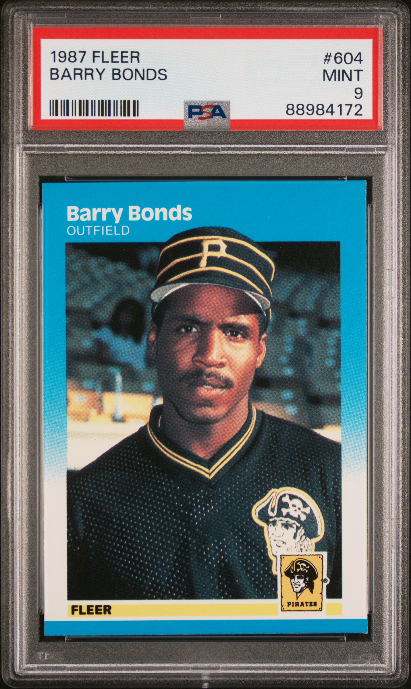1987 Fleer #604 Barry Bonds Rookie Card – PSA MINT 9