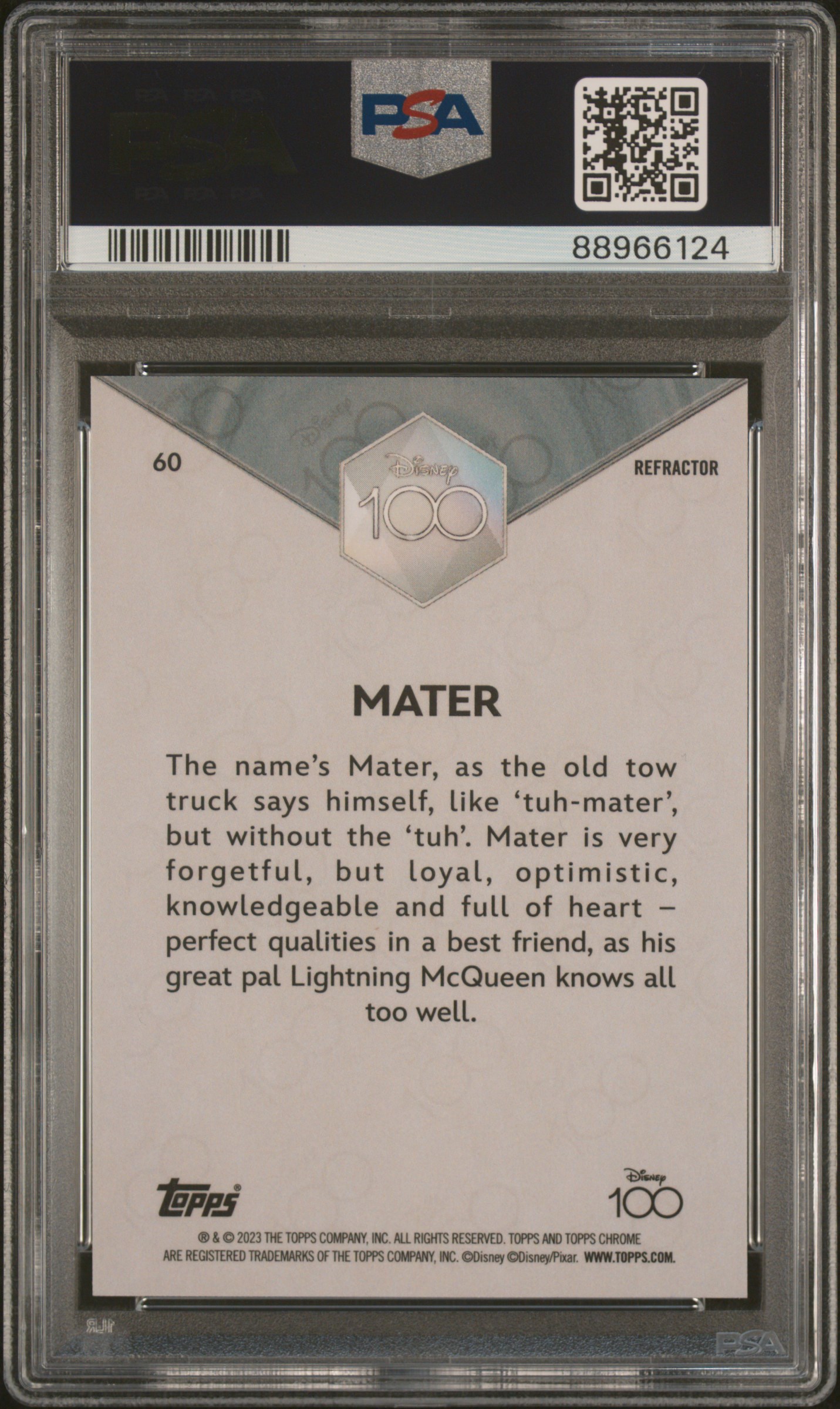 2023 Topps Chrome Disney100 Mater #60 (Refractor) Mint 9 back