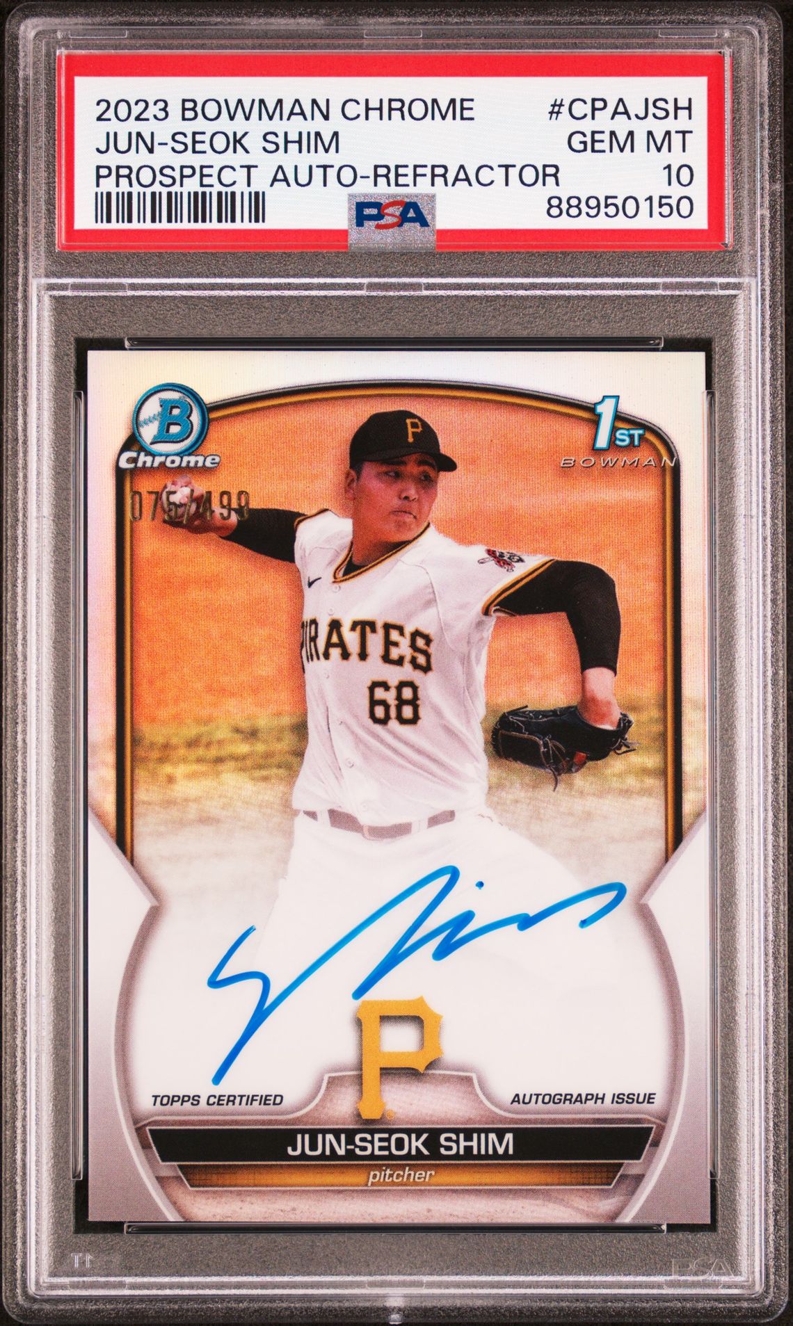 2023 Bowman BOWMAN CHROME PROSPECT AUTOGRAPHS Refractor #CPAJSH Jun-Seok Shim front