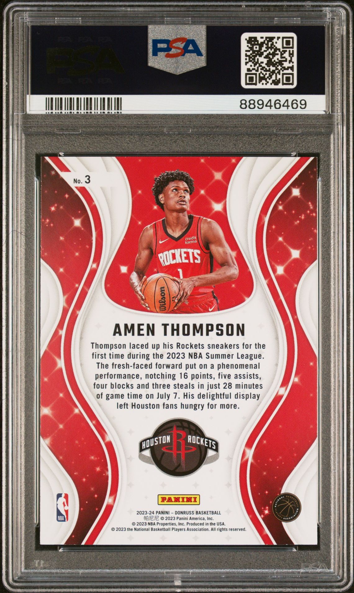 2023 Panini Donruss Magicians Amen Thompson #3 Mint 9 back