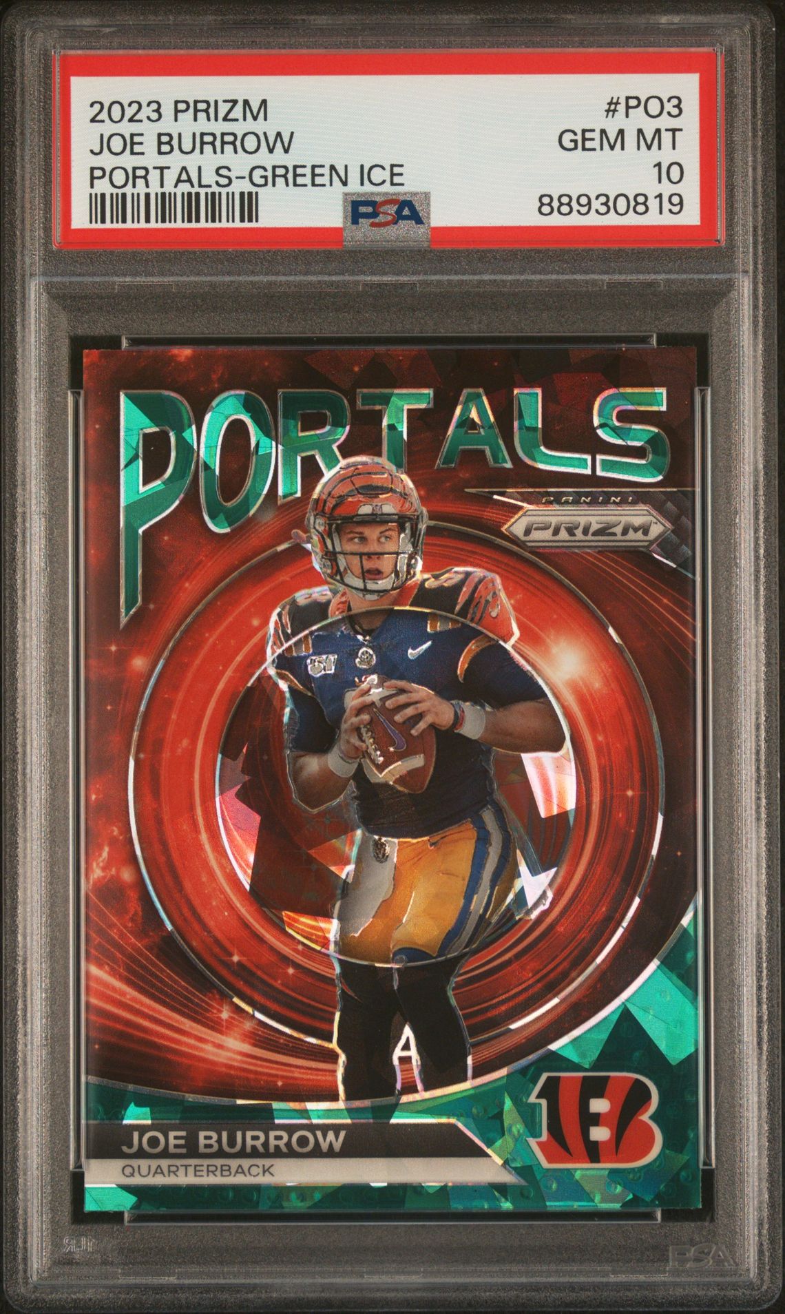 2023 Panini PANINI PRIZM PORTALS Green #PO3 Joe Burrow front
