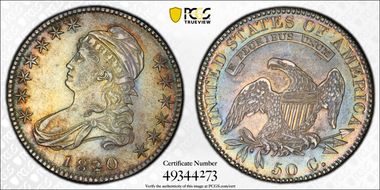 1820/19 50C Square Base 2 AU50