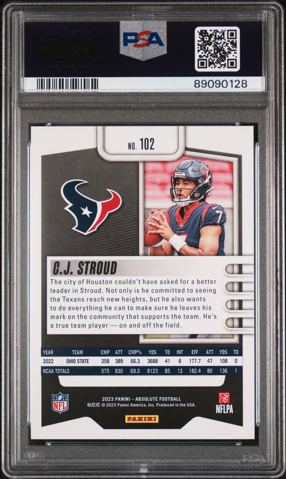 2023 Panini Absolute Cj Stroud #102 Gem Mt 10 back