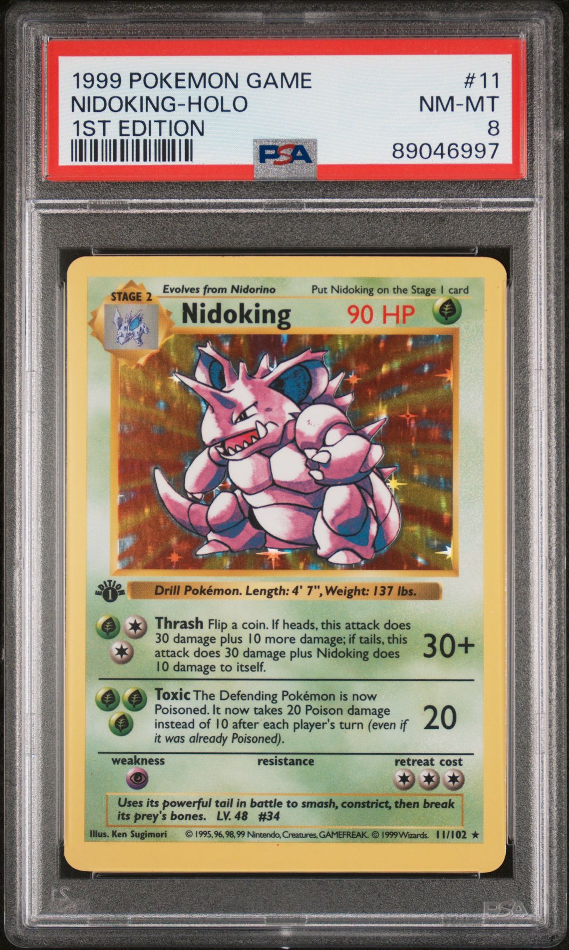 1999 Pokemon POKEMON GAME 1ST EDITION #11 Nidoking-Holo front