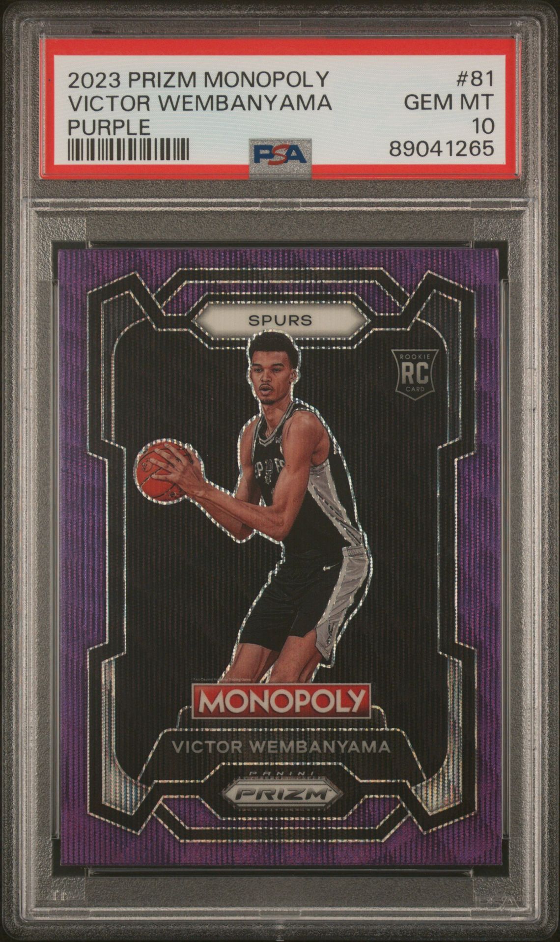 2023 Panini Prizm Monopoly Victor Wembanyama #81 (Purple) Gem Mt 10 front