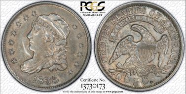 1835 H10C Large Date, Large 5C AU58