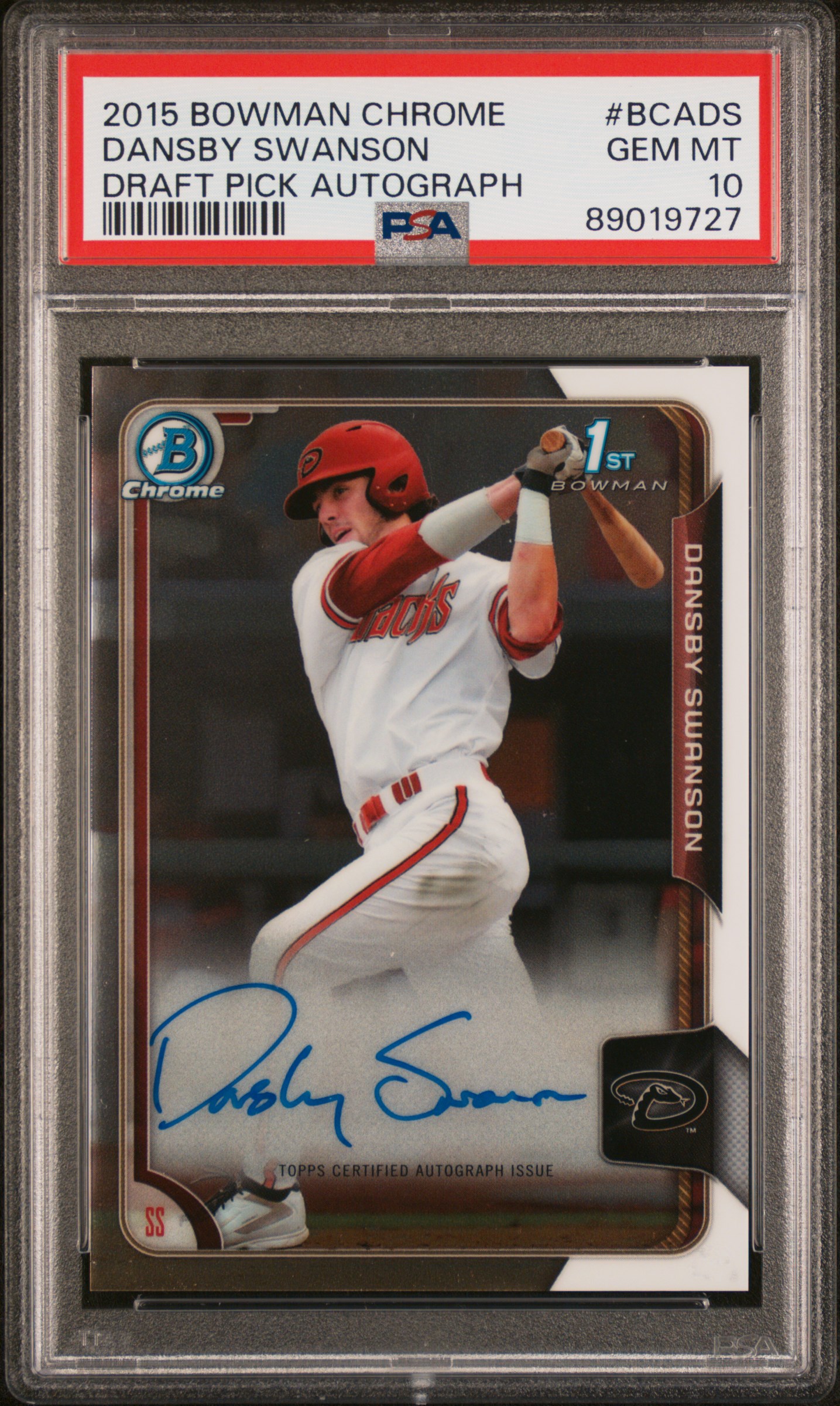 2015 Bowman Chrome Draft Pick Autograph #BCA-DS Dansby Swanson Signed Rookie Card – PSA GEM MT 10