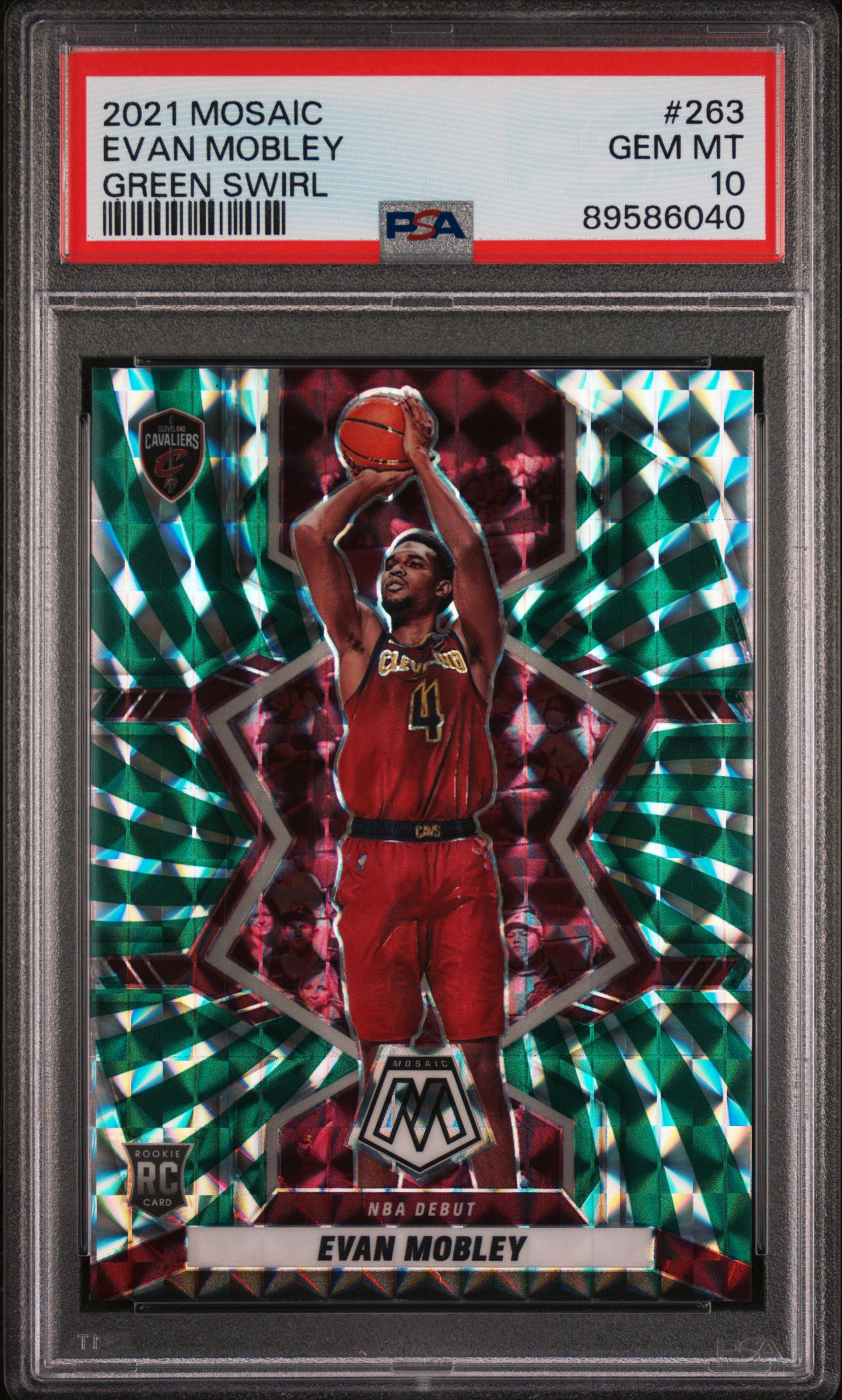 2021 Panini Mosaic Green Swirl #263 Evan Mobley Rookie Card (#09/10) – PSA GEM MT 10