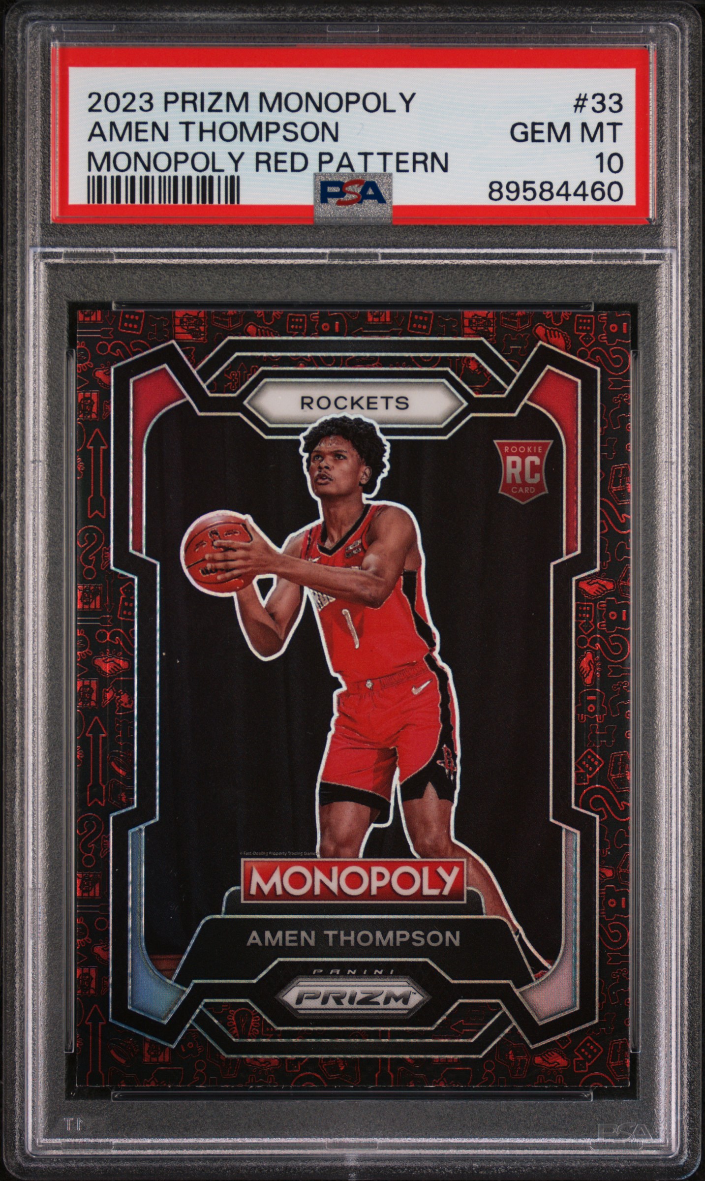 2023 Panini Prizm Monopoly Amen Thompson #33 (Monopoly Red Pattern) Gem Mt 10 front