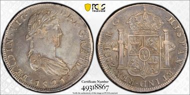 1821-Z RG 8 R Z8.11.1c Bust C Crown A 2/8 AU53