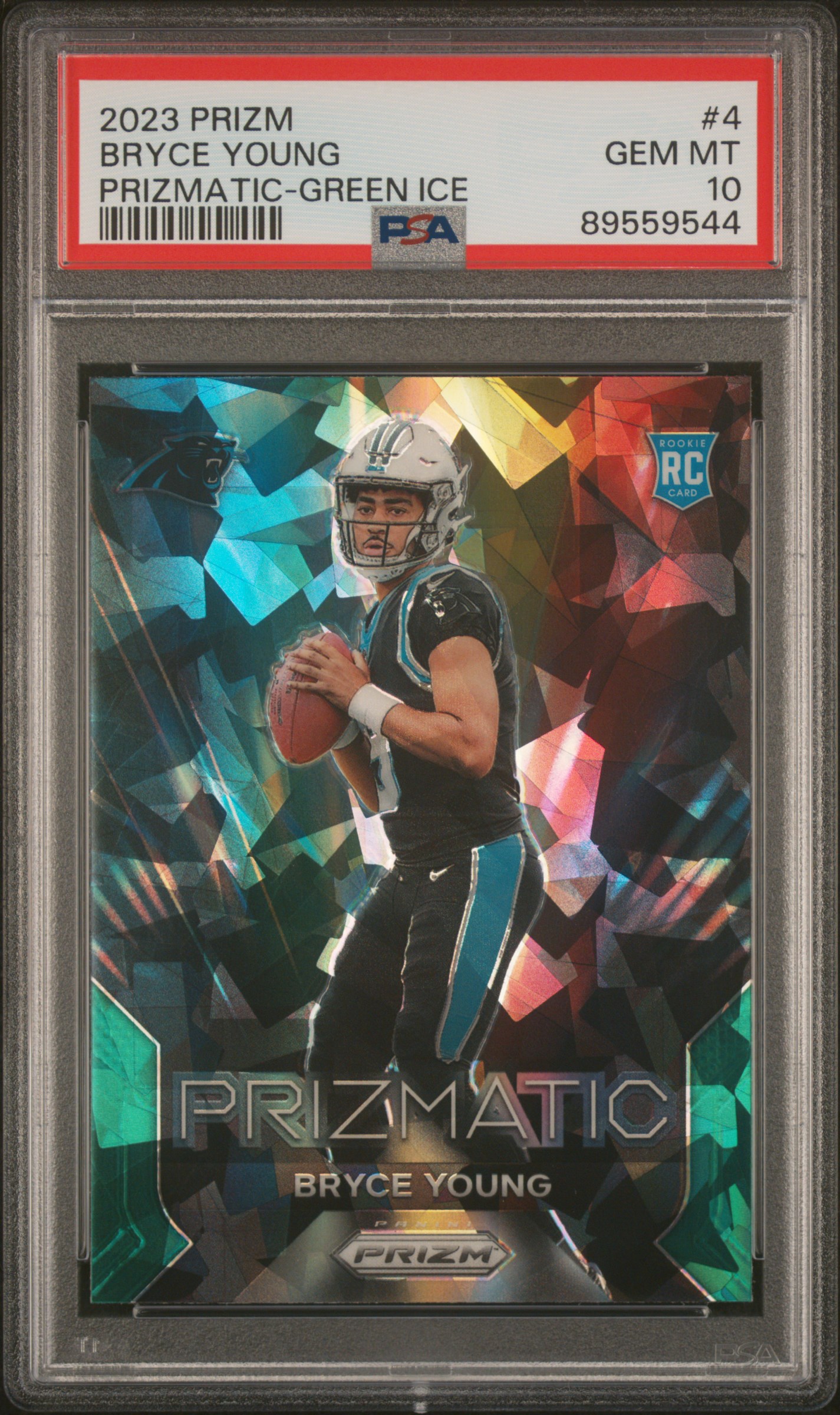 2023 Panini Prizm Prizmatic Bryce Young #4 (Prizmatic-Green Ice) Gem Mt 10 front