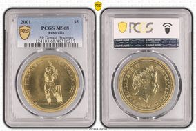 2001 $5 Sir Donald Bradman MS68