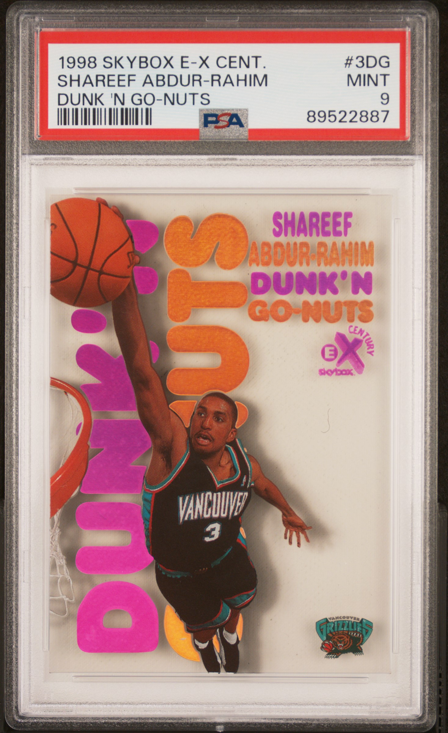 1998-99 Skybox E-X Century Dunk 'N Go-Nuts #3DG Shareef Abdur-Rahim – PSA MINT 9