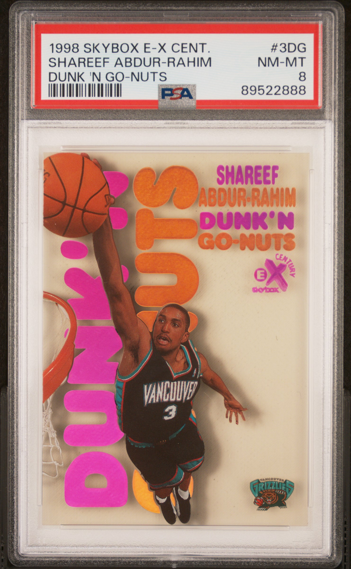 1998-99 Skybox E-X Century Dunk 'N Go-Nuts #3DG Shareef Abdur-Rahim – PSA NM-MT 8