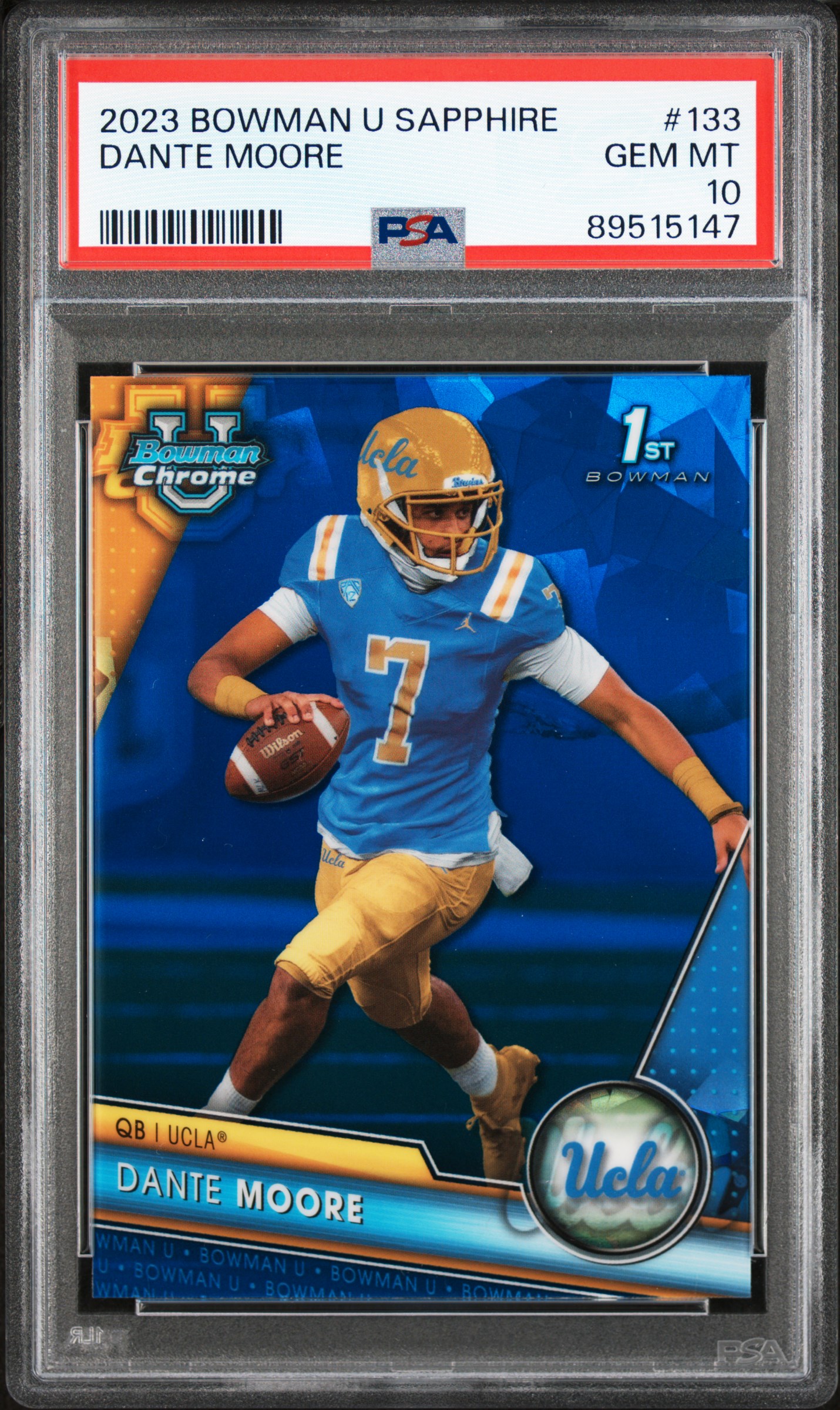 2023 Bowman University Chrome Sapphire Dante Moore #133 Gem Mt 10 front