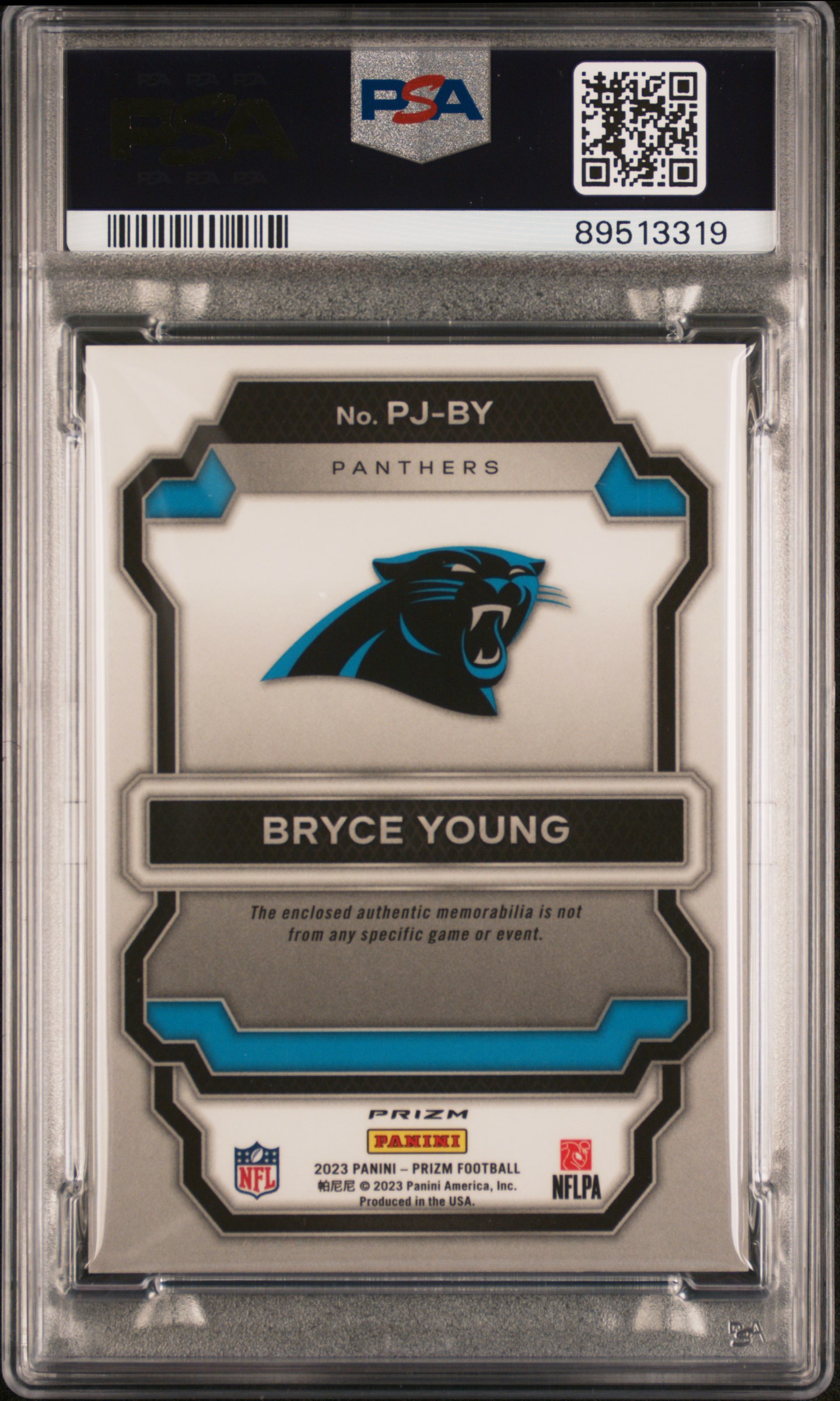 2023 Panini Prizm Premier Jerseys Bryce Young #Pjby (Premier Jsy-Neon Grn Pulsar) Mint 9 back