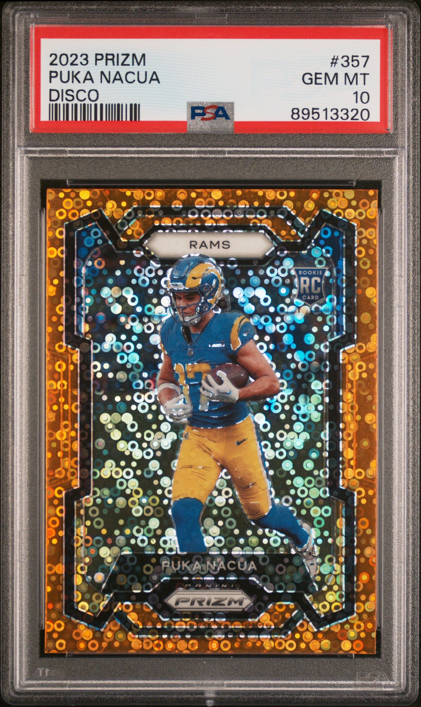 2023 Panini Prizm Puka Nacua #357 (Disco Prizm) Gem Mt 10 front