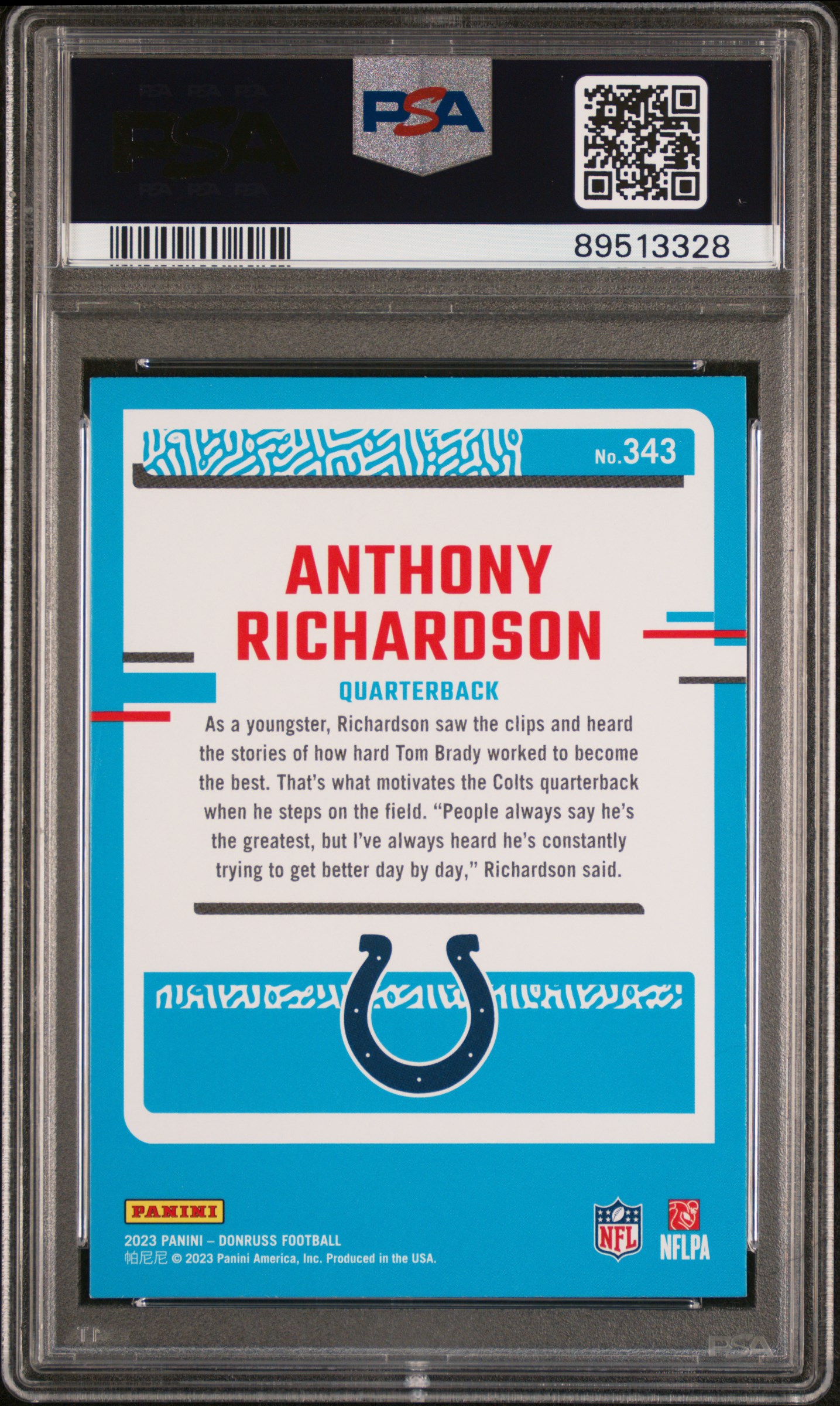 2023 Panini Donruss Anthony Richardson #343 Mint 9 back
