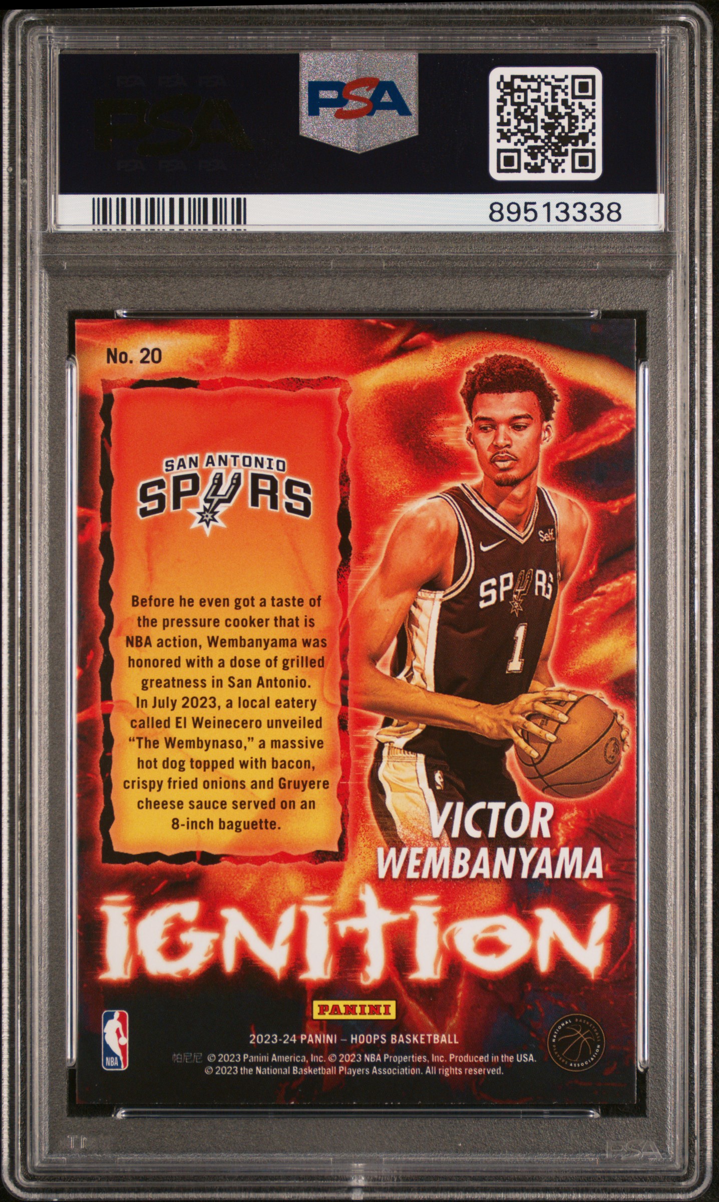 2023 Panini Nba Hoops Ignition Victor Wembanyama #20 Gem Mt 10 back