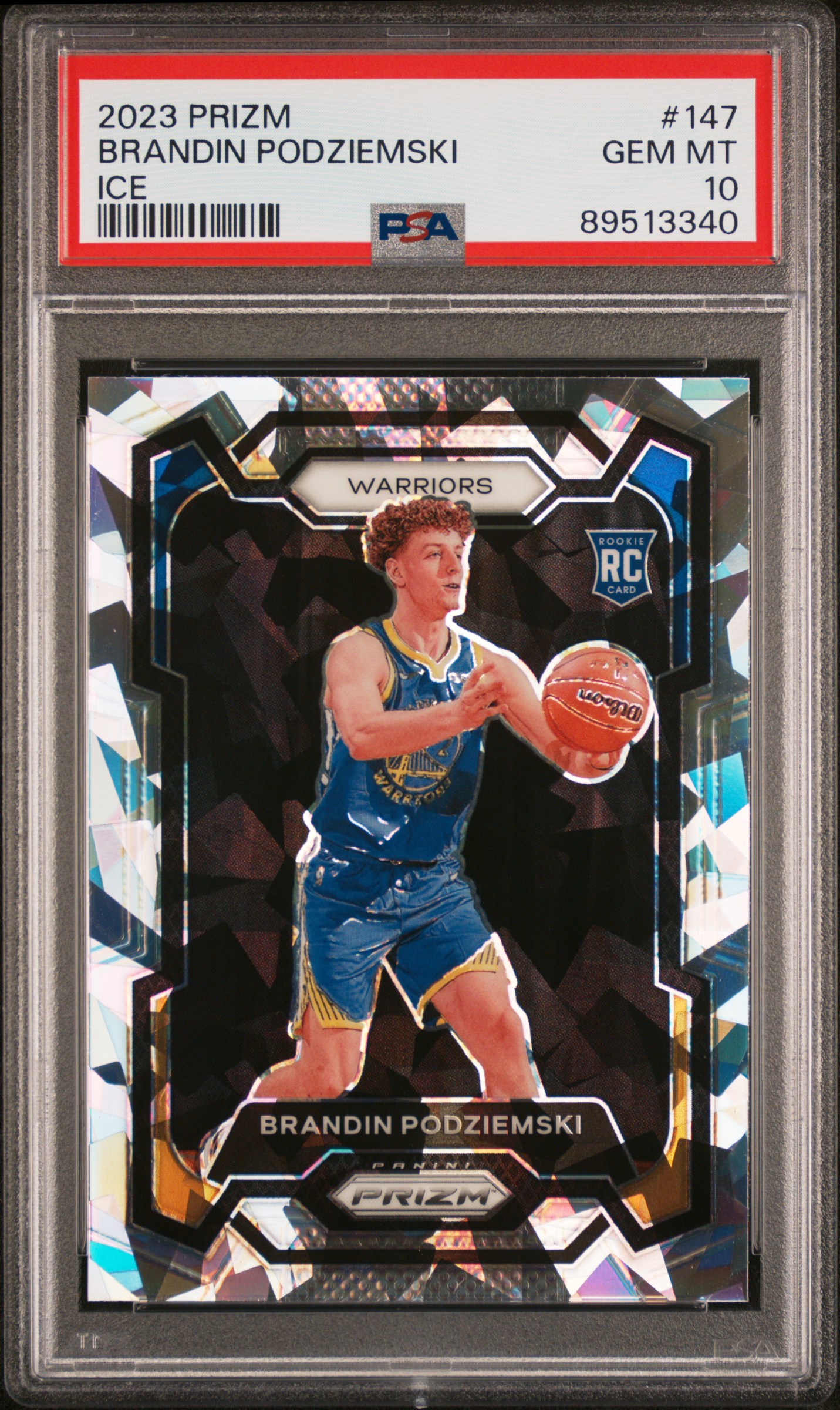 2023 Panini Prizm Brandin Podziemski #147 (Ice) Gem Mt 10 front