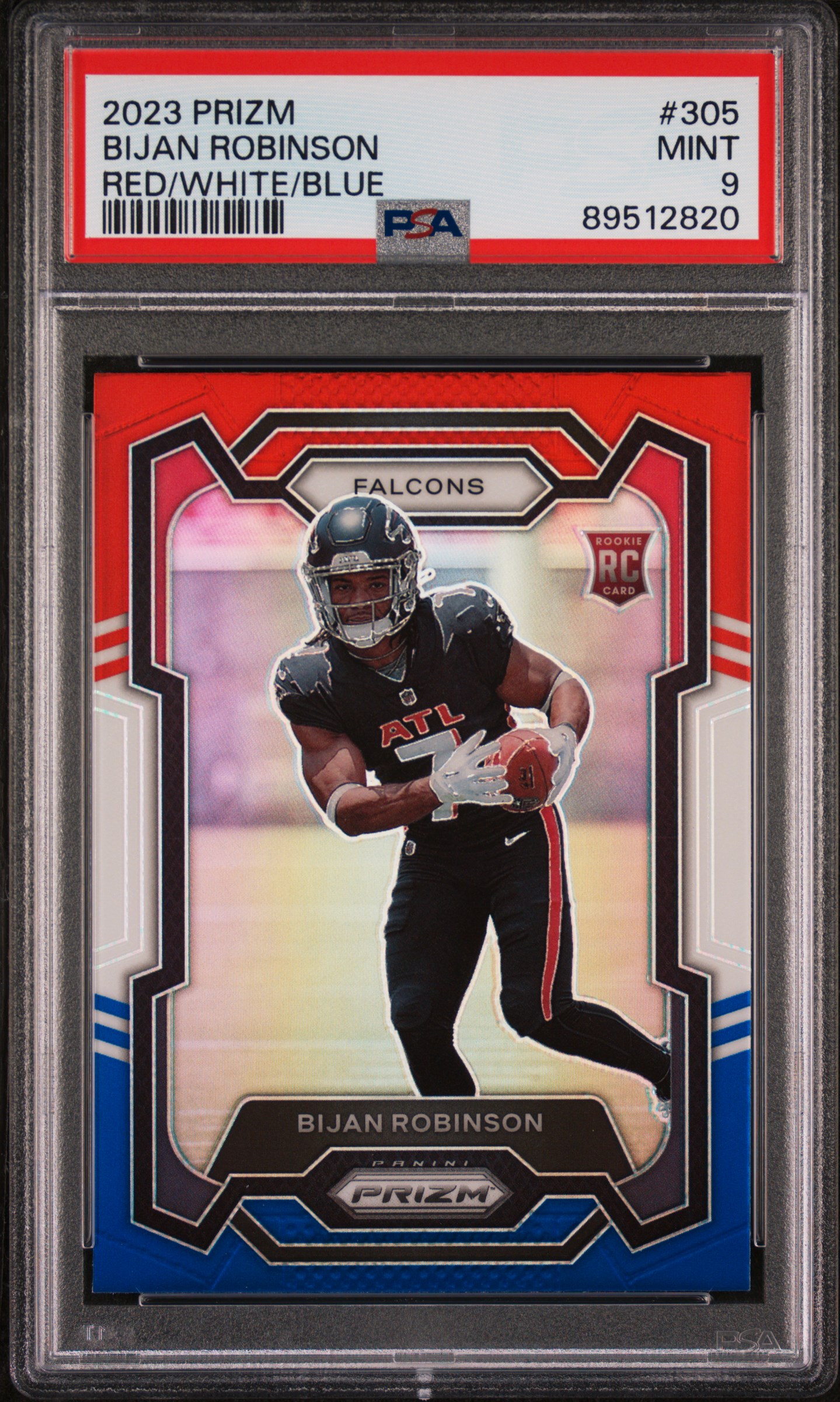 2023 Panini Prizm Bijan Robinson #305 (Red/White/Blue Prizm) Mint 9 front