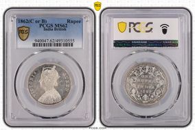 1862(C or B) Rupee MS62