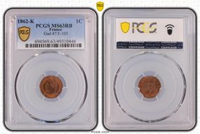 1862-K 1C Gad-87 F-103 MS63RB