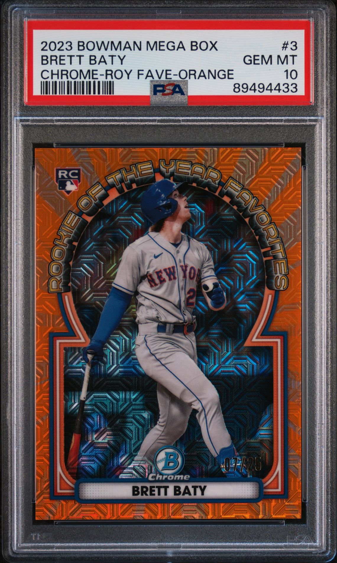 2023 Bowman BOWMAN MEGA BOX CHROME ROY FAVORITES Orange Refractor #3 Brett Baty front