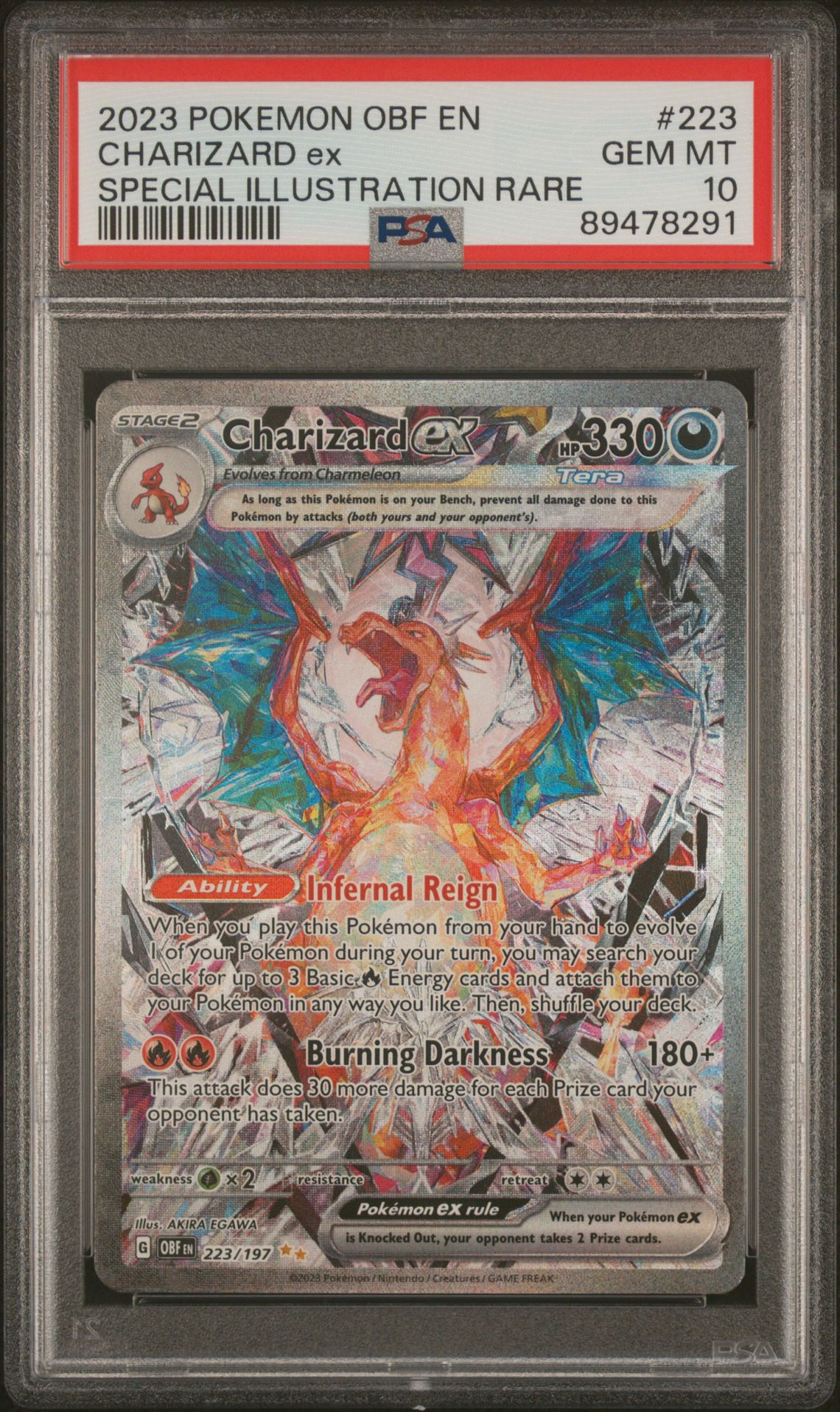 2023 Pokemon Obf En-Obsidian Flames Charizard Ex #223 (Special Illustration Rare) Gem Mt 10 front