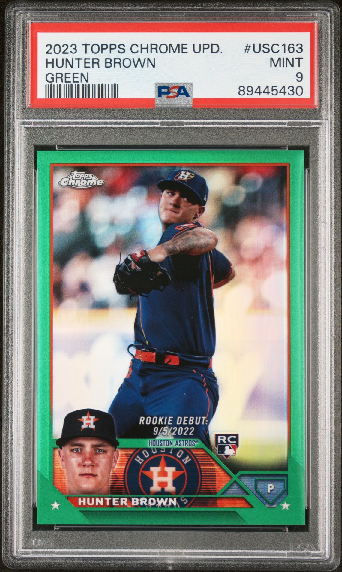 2023 Topps Chrome TOPPS CHROME UPDATE GREEN REFRACTOR #USC163 Hunter Brown front