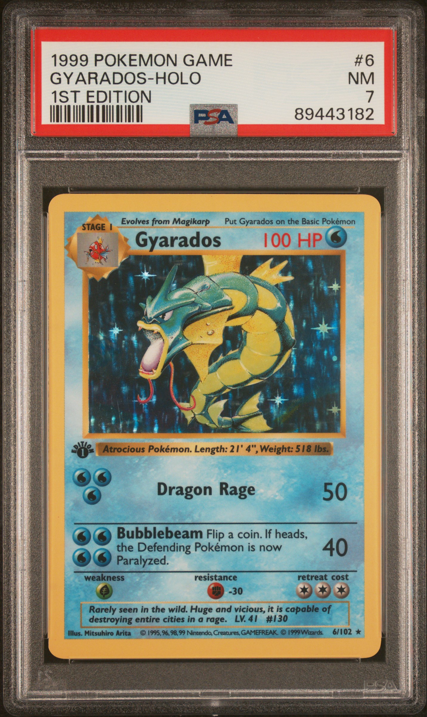 1999 Pokemon Game 1st Edition #6 Gyarados-Holo PSA 7