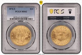1876-S $20 MS62