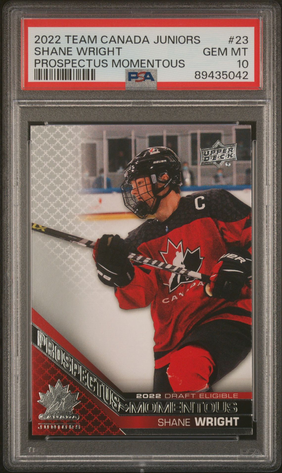 2022 Upper Deck UPPER DECK TEAM CANADA JUNIORS PROSPECTUS MOMENTOUS #23 Shane Wright front