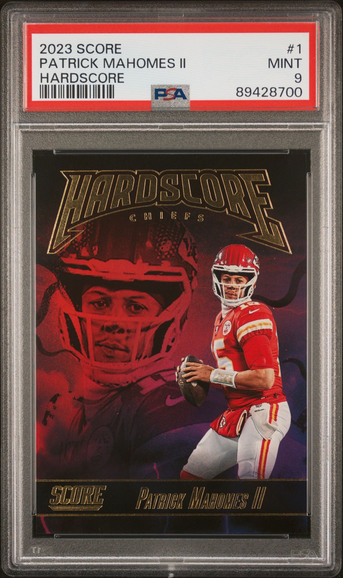 2023 Panini Score Hardscore Patrick Mahomes Ii #1 Mint 9 front