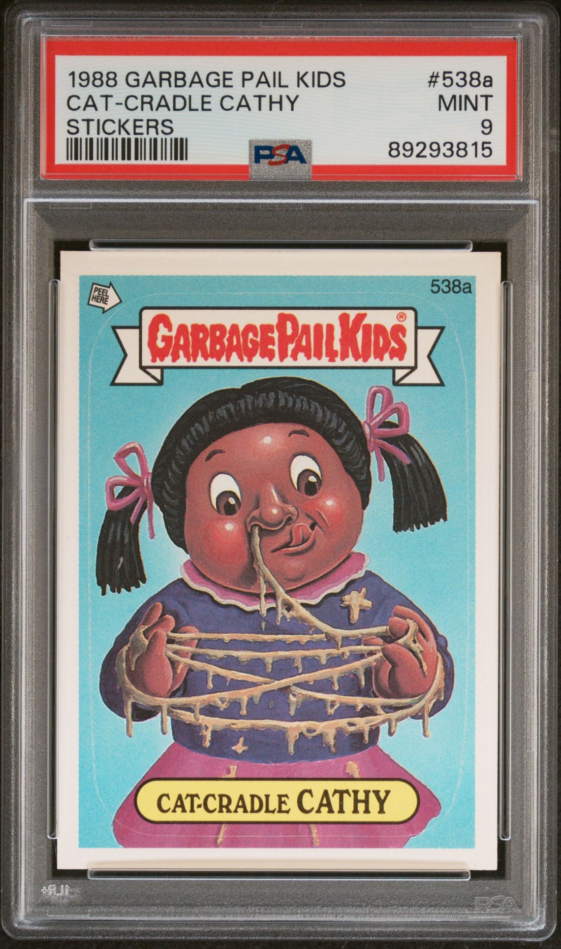 1988 Topps GARBAGE PAIL KIDS STICKERS #538A Cat-Cradle Cathy front