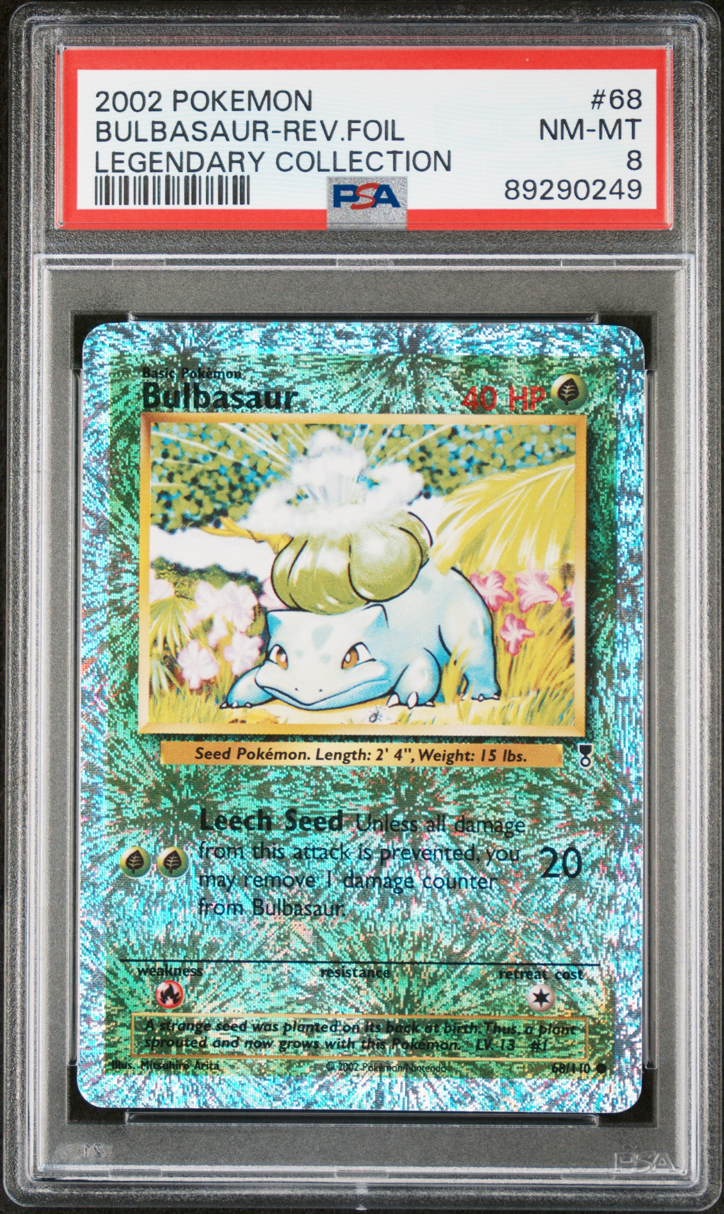 2002 Pokemon Legendary Collection Reverse Foil #68 Bulbasaur – PSA NM-MT 8