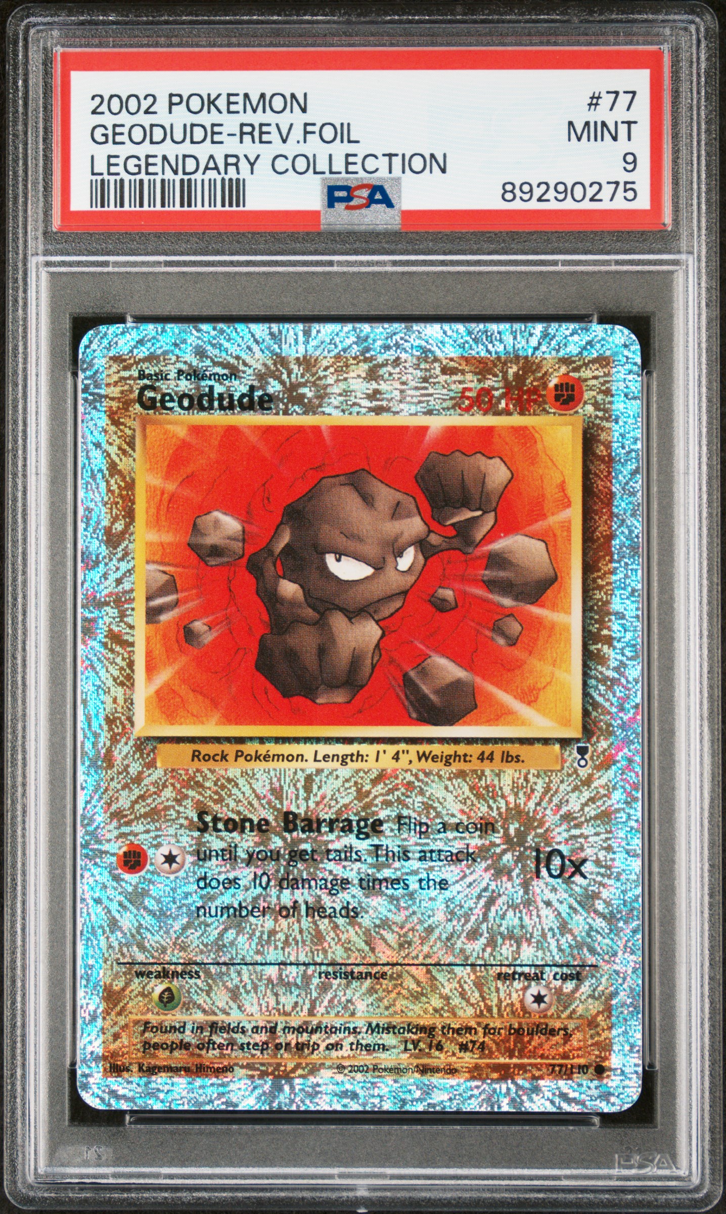 2002 Pokemon Legendary Collection Reverse Foil #77 Geodude – PSA MINT 9