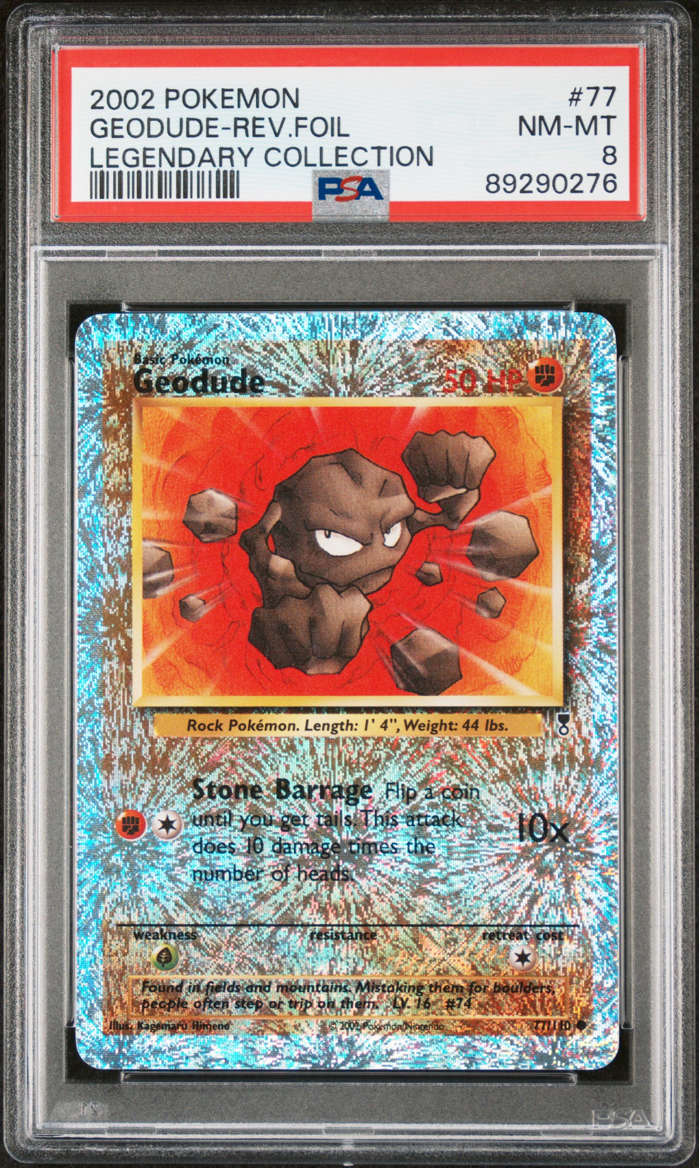 2002 Pokemon Legendary Collection 77 Geodude-Reverse Foil – PSA NM-MT 8