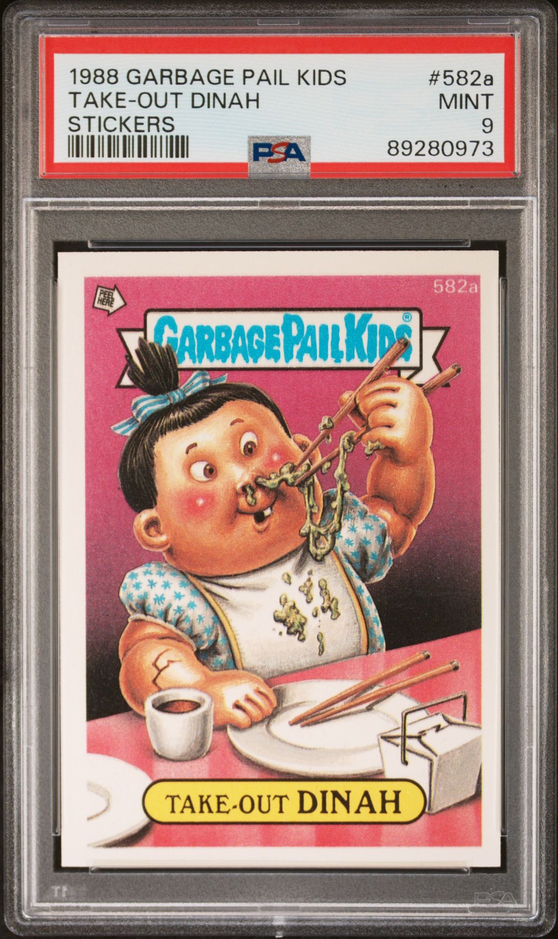 1988 Topps GARBAGE PAIL KIDS STICKERS #582A Take-Out Dinah front