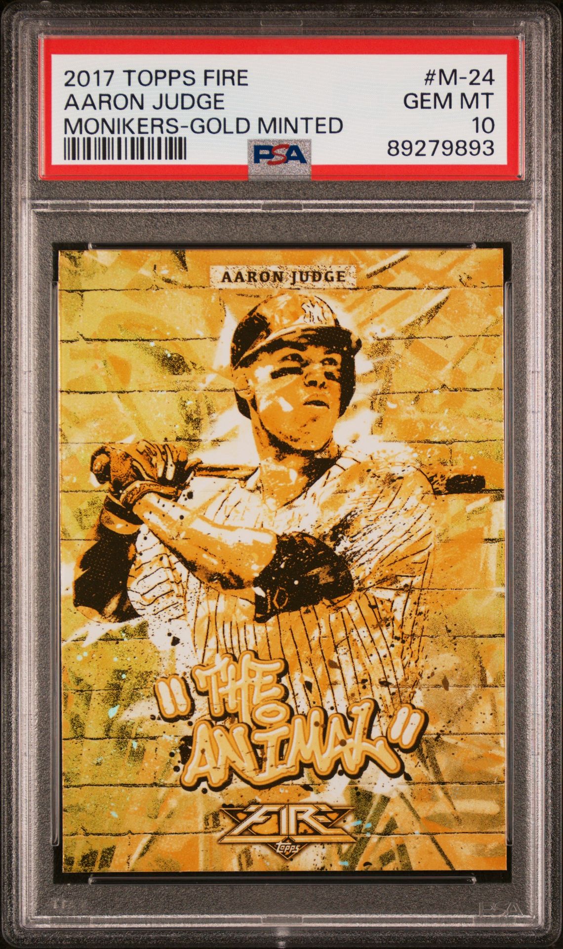 2017 Topps TOPPS FIRE MONIKERS GOLD MINTED #M-24 Aaron Judge front