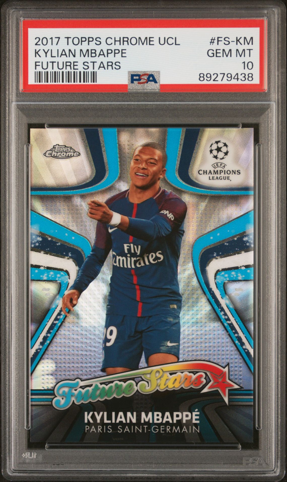 2017 Topps Chrome TOPPS CHROME UEFA CHAMPIONS LEAGUE FUTURE STARS #FS-KM Kylian Mbappe front