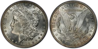 1888-S $1 VAM 13, Gouged Eagle MS62
